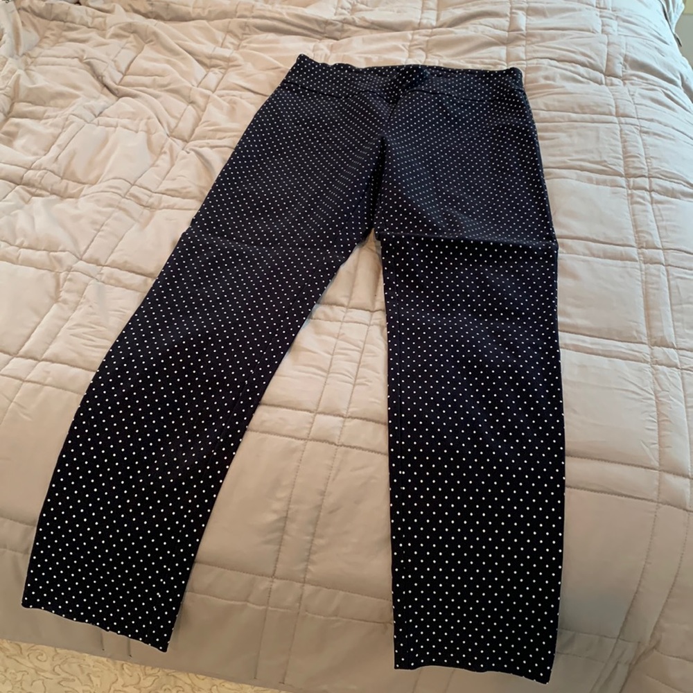 Elliot Lauren size 2 pull on pants black with white polkadot